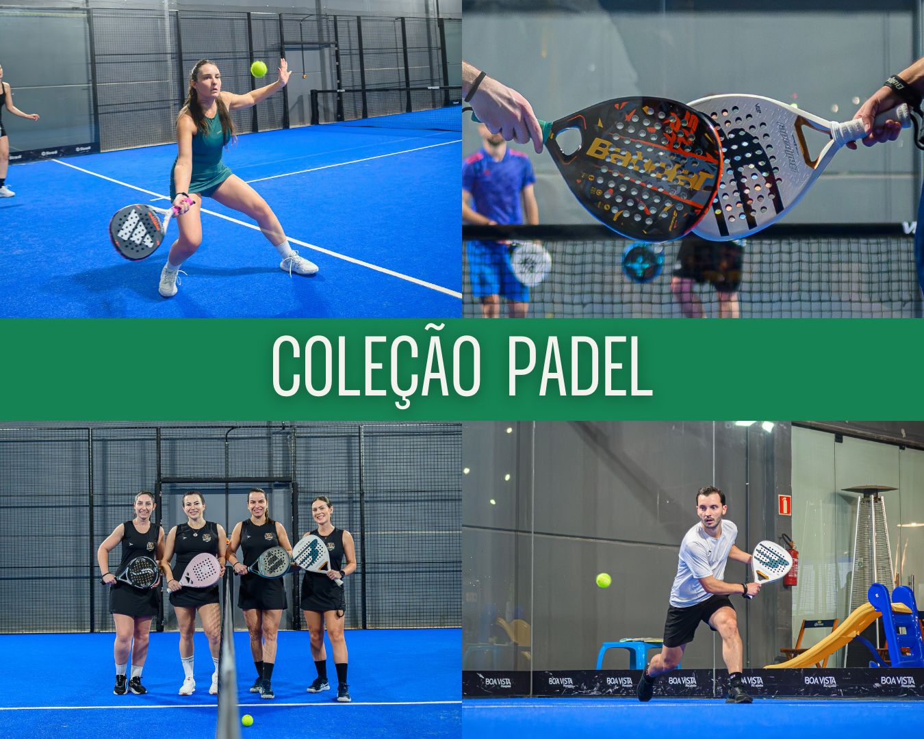 Capa Padel — coleção com jogadores em quadras de padel