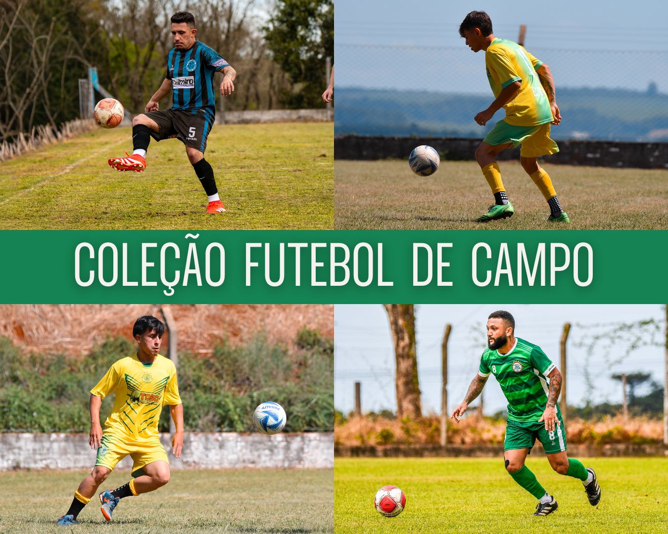 Capa Futebol — coleção com jogadores em ação em jogos de campo